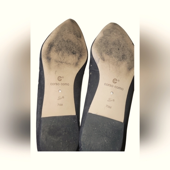 Corso Como Black Perforated Nubuck Gabrielle Women's Flats 7 1/2 M - Picture 4 of 9